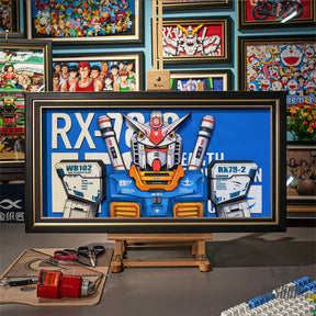 Framed Arts Handmade 3D Decor Paper Art RX-78-2 Picture Black Frame Small 45x26cm Picture Frames