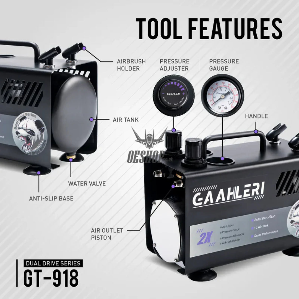 Gaahleri Dual Drive Series Airbrush Air Compressor GT-918 Compressor
