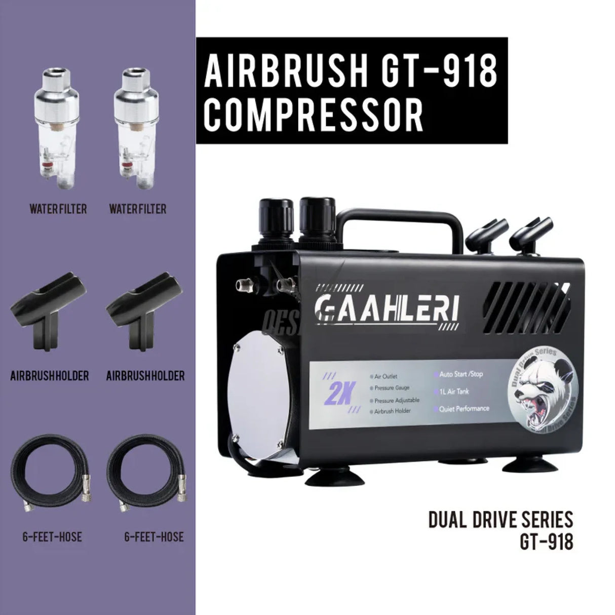 Gaahleri Dual Drive Series Airbrush Air Compressor GT-918 Compressor
