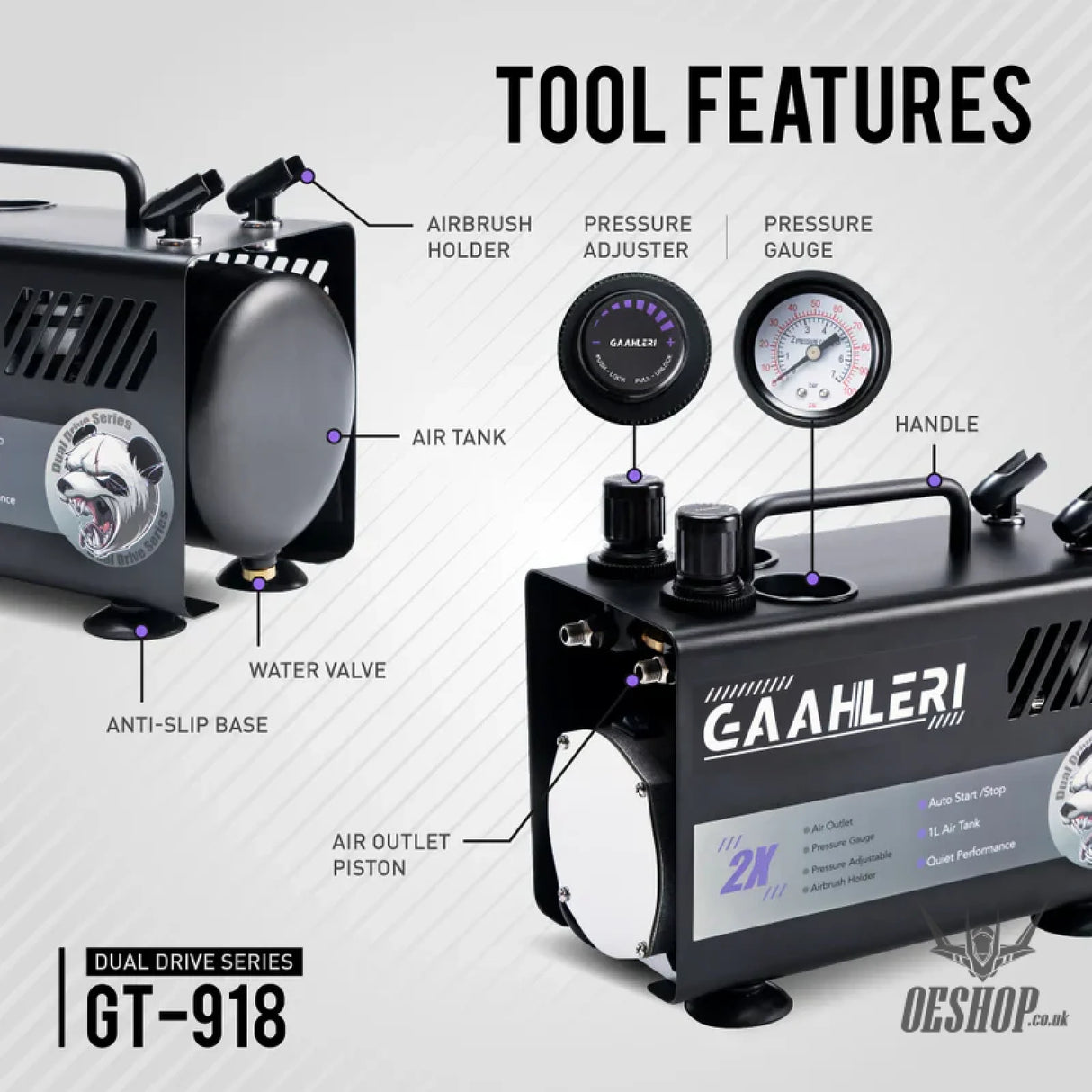 Gaahleri Dual Drive Series Airbrush Air Compressor GT-918 Compressor