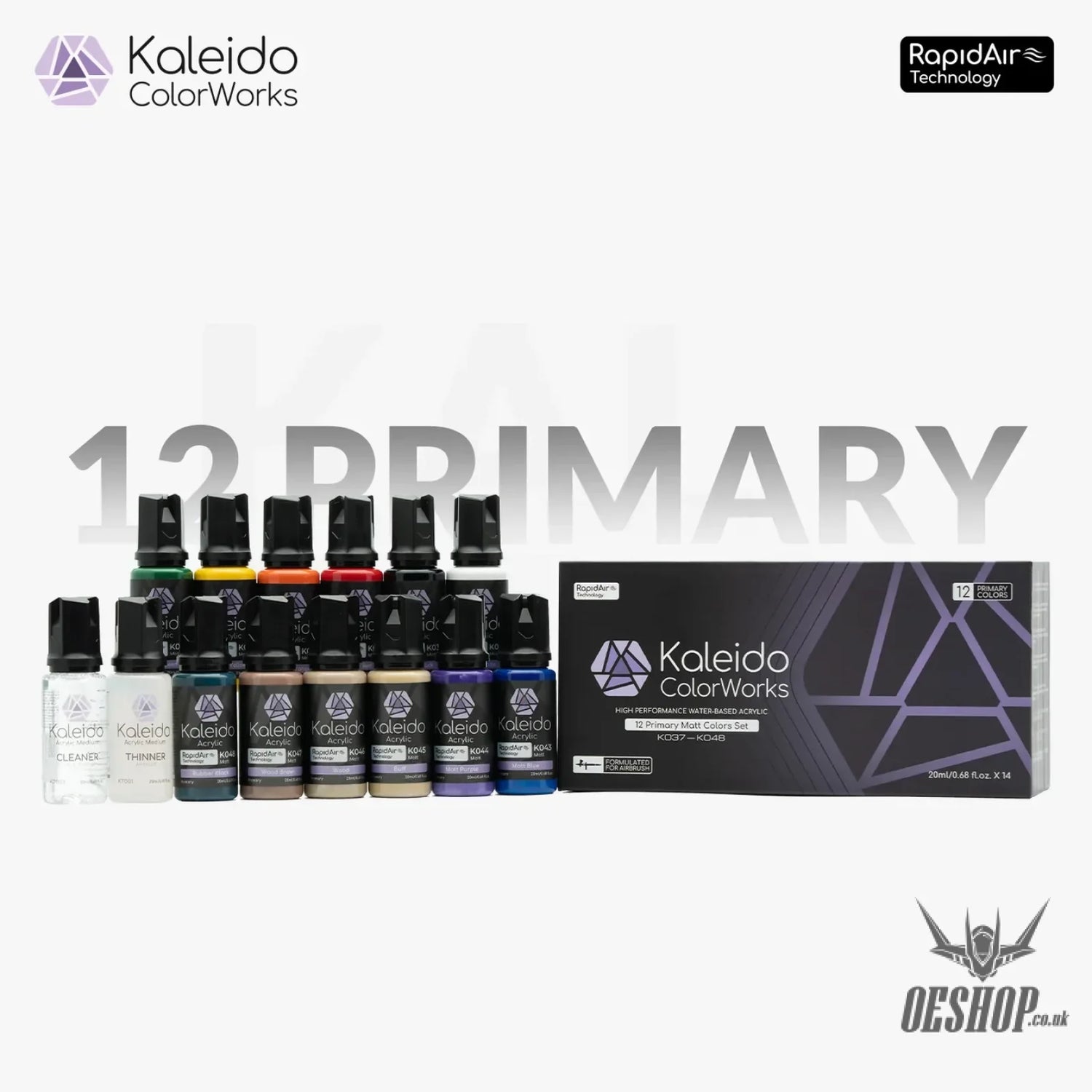 Gaahleri Kaleido ColorWorks 12 Primary Matt Colors Set - Painting Consumables
