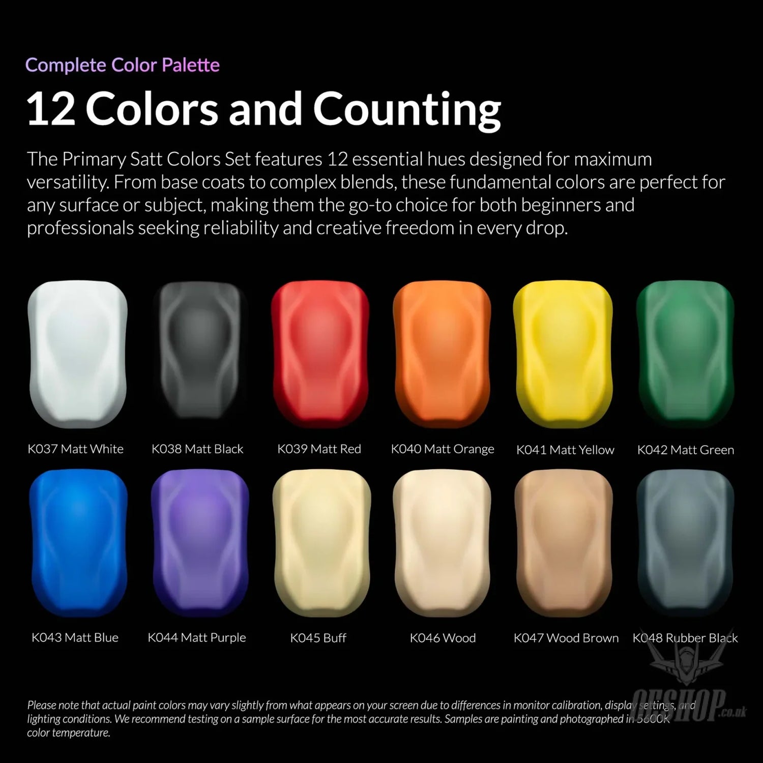 Gaahleri Kaleido ColorWorks 12 Primary Matt Colors Set - Painting Consumables