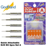 GodHand Quick Attachable Drill Bit 5pcs Set A GH-DBQ-5A Drill