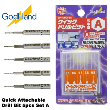 GodHand Quick Attachable Drill Bit 5pcs Set A GH-DBQ-5A Drill