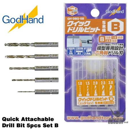 GodHand Quick Attachable Drill Bit 5pcs Set B GH-DBQ-5B Drill