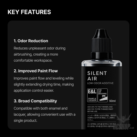 Gunprimer SILENT AIR Low-Odor Airbursh Additive 50ml STA-A55-50 - Painting Consumables