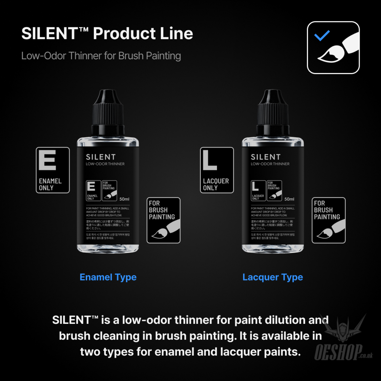 Gunprimer SILENT Low-Odor Brush Thinner 50ml Enamel ST-E37-50/Lacquer ST-L73-50 - Painting Consumables