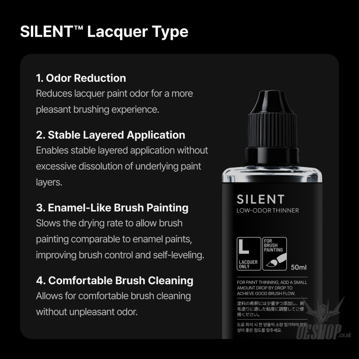 Gunprimer SILENT Low-Odor Brush Thinner 50ml Enamel ST-E37-50/Lacquer ST-L73-50 - Lacquer Type ST-L73-50 - Painting