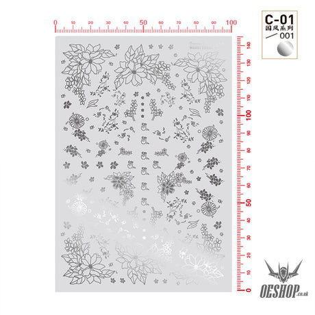 HobbyMio C-01 Model Decals National Style Series Metallic Color C-01/001 Hot Silver Decals