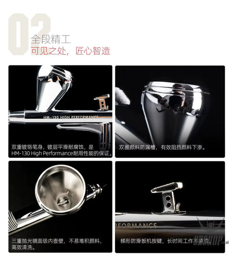 HobbyMio HM-130HP High Performance Airbrush with 0.3MM Quick Disassembly Nozzle - Airbrushes