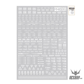 HobbyMio MHG01 Model Decals 1/144 Universal Warning Label With UV Options MHG01-001 White Decals