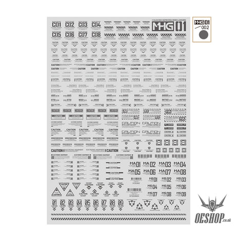 HobbyMio MHG01 Model Decals 1/144 Universal Warning Label With UV Options MHG01-002 Dark Gray Decals