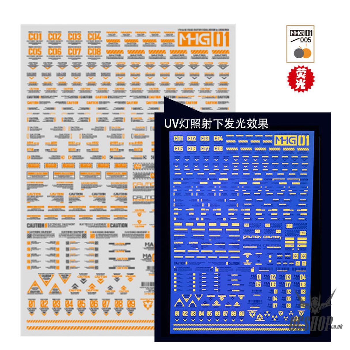 HobbyMio MHG01 Model Decals 1/144 Universal Warning Label With UV Options Decals