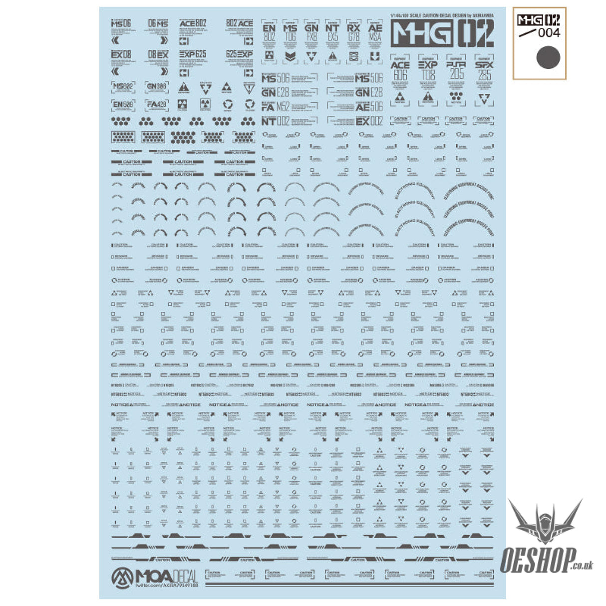 HobbyMio MHG02 Model Decals 1/144 Universal Warning Label With UV Options MHG02-004 Decals