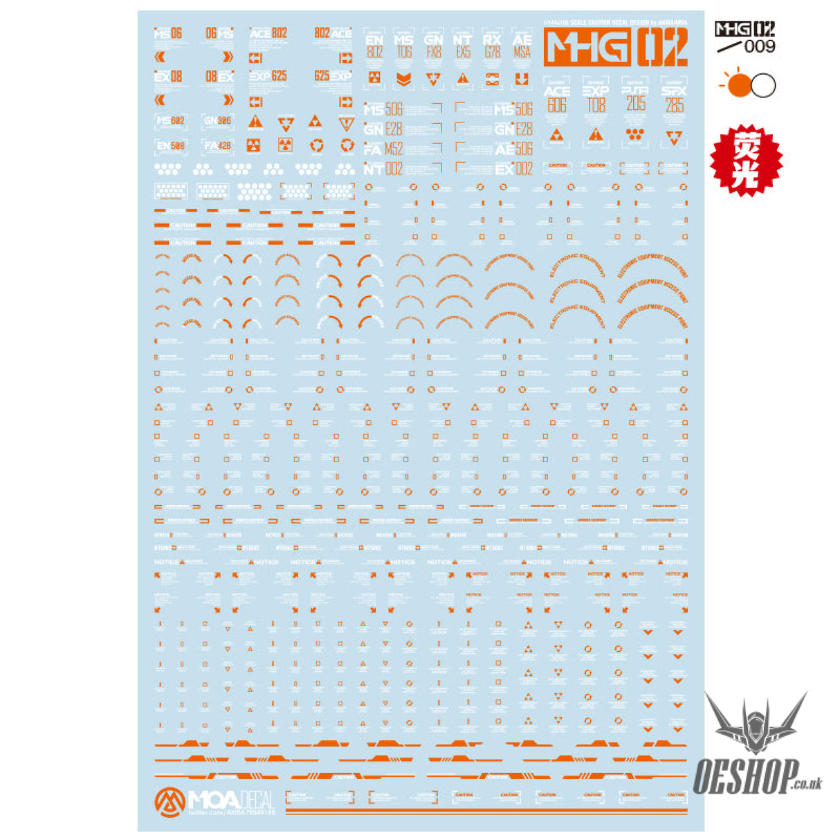 HobbyMio MHG02 Model Decals 1/144 Universal Warning Label With UV Options MHG02-009 (UV) Decals