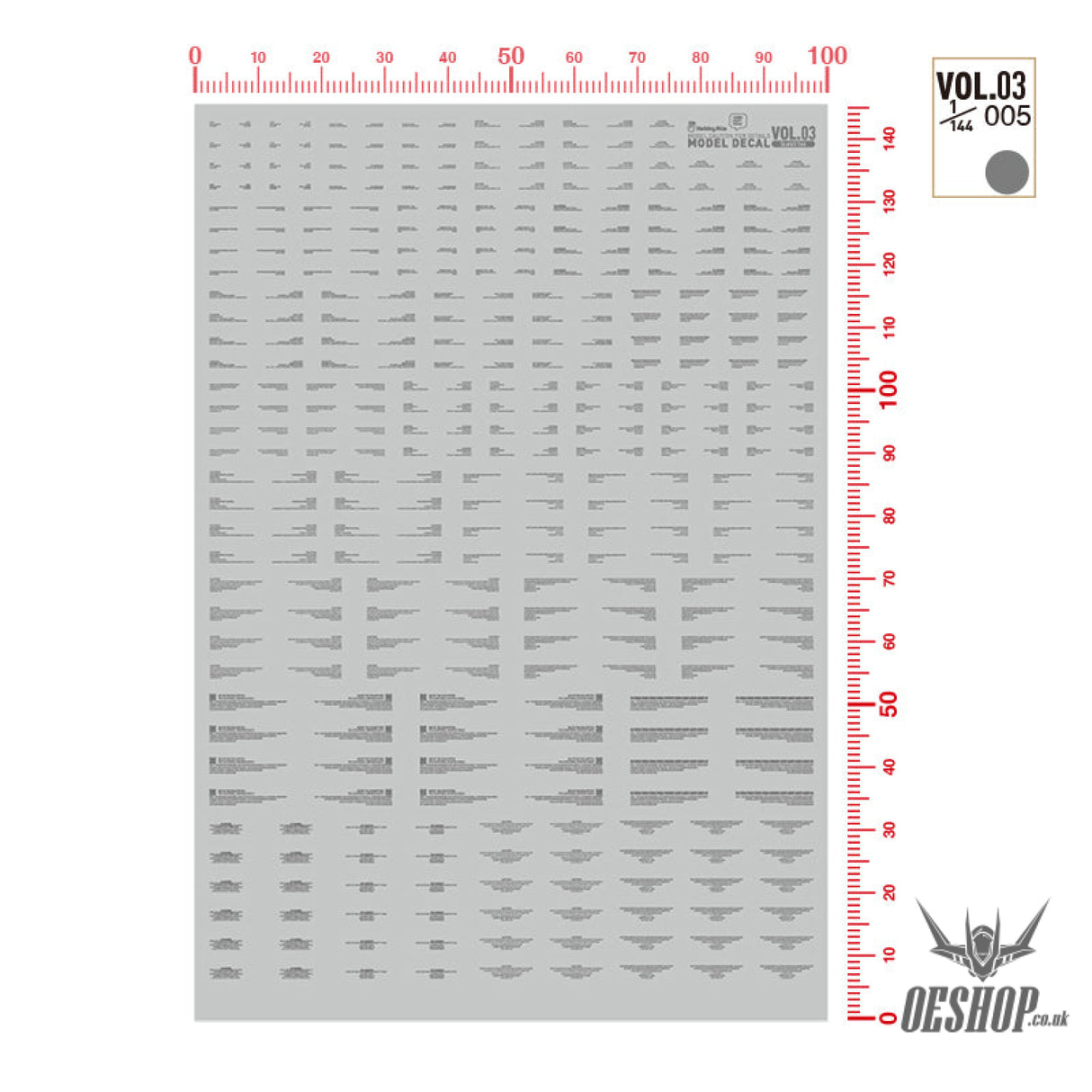 HobbyMio VOL.03 Model Decals Horizontal Text Universal For Sci-fi Mechas With UV Options Decals