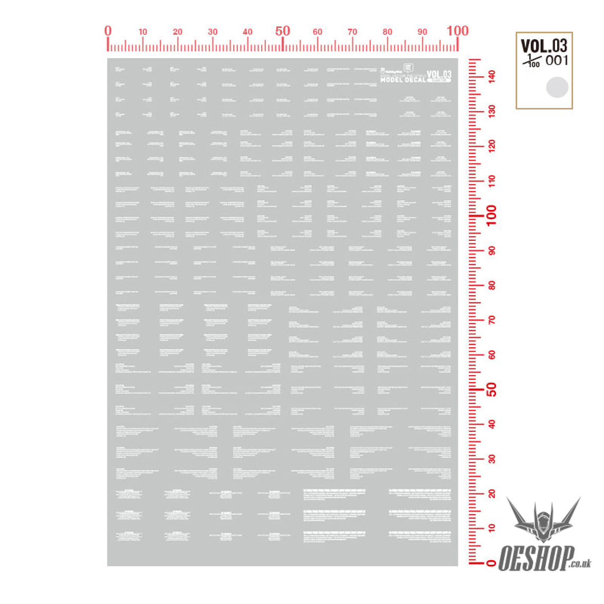 HobbyMio VOL.03 Model Decals Horizontal Text Universal For Sci-fi Mechas With UV Options Decals