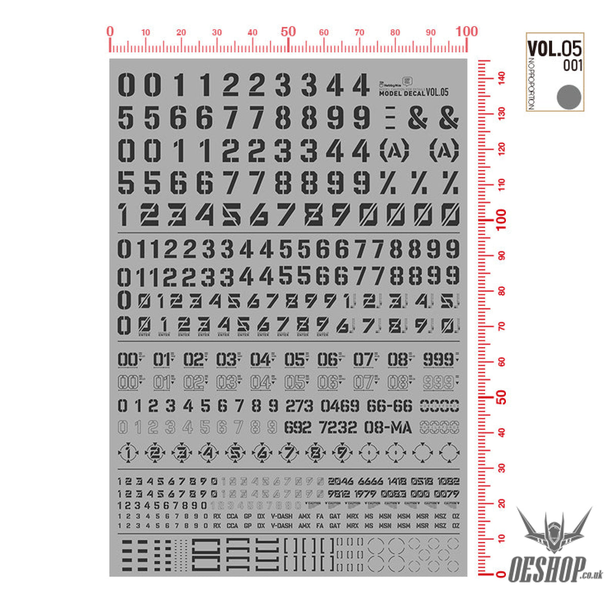 Hobbymio Vol.05 Model Decals Number Numeric Character With Uv Options Vol.05/001