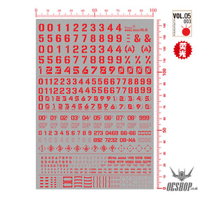 Hobbymio Vol.05 Model Decals Number Numeric Character With Uv Options Vol.05/003 (Red)