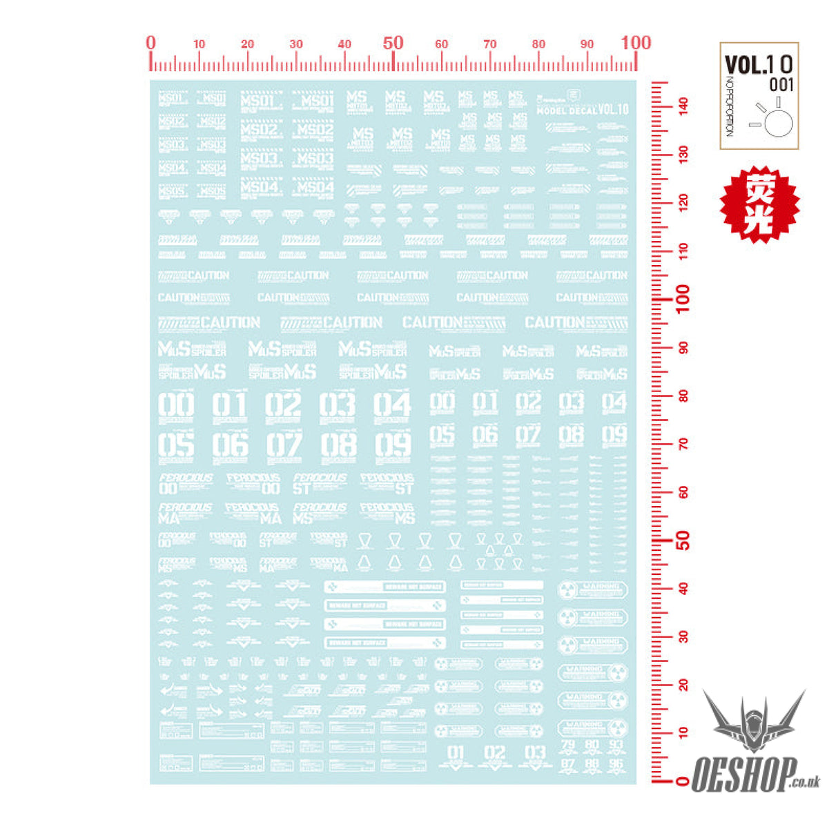 Hobbymio Vol.10 Model Decals Universal For Scale 1/100 & 1/144 Gundam With Uv Options Vol.010/001