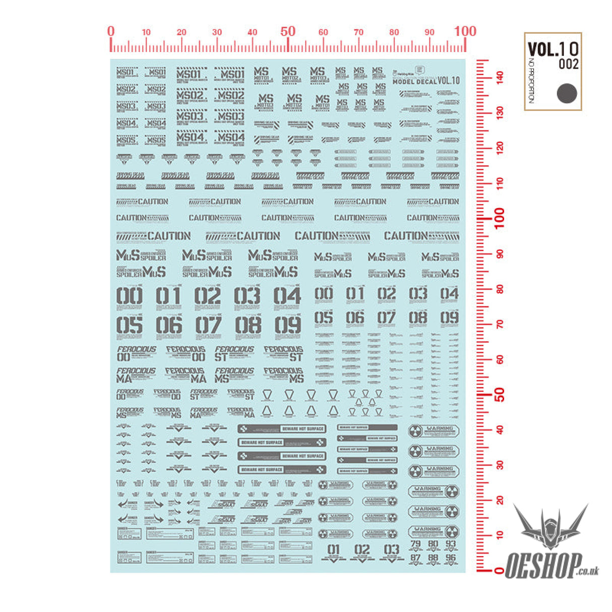 Hobbymio Vol.10 Model Decals Universal For Scale 1/100 & 1/144 Gundam With Uv Options Vol.010/002