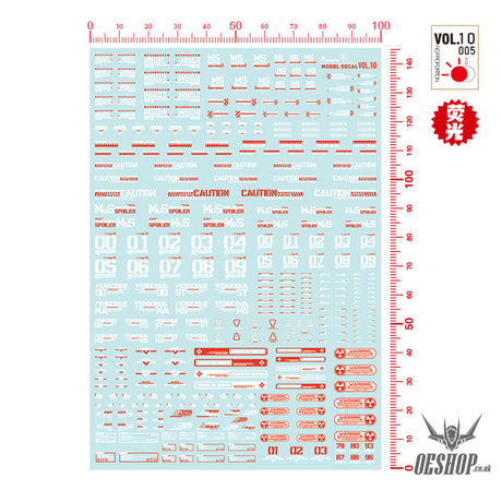Hobbymio Vol.10 Model Decals Universal For Scale 1/100 & 1/144 Gundam With Uv Options Vol.010/005