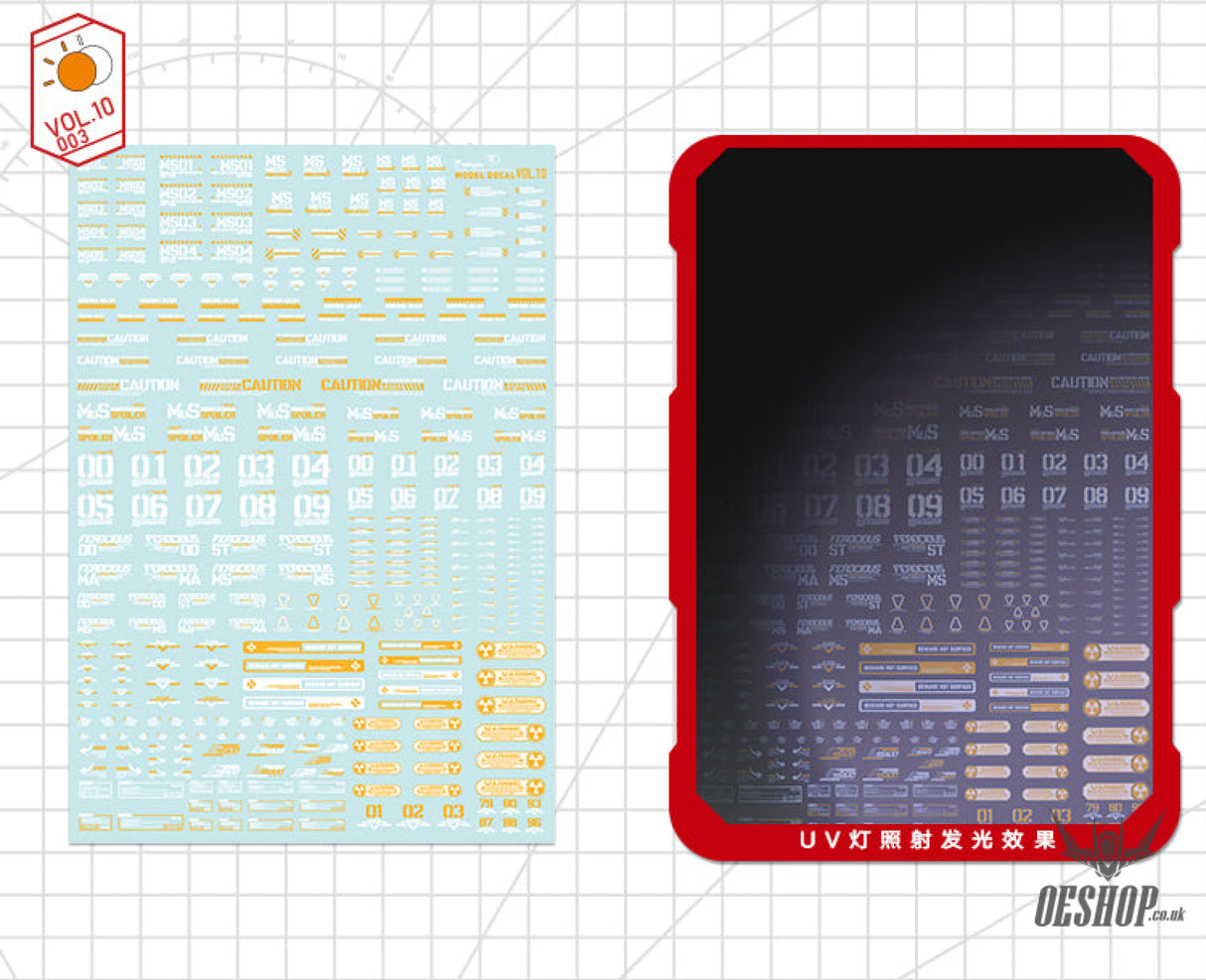 Hobbymio Vol.10 Model Decals Universal For Scale 1/100 & 1/144 Gundam With Uv Options