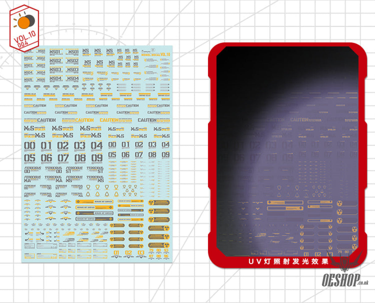 Hobbymio Vol.10 Model Decals Universal For Scale 1/100 & 1/144 Gundam With Uv Options