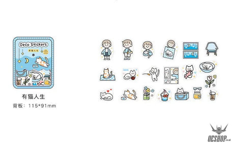 Infeel.Me A Beautiful Day Stickers (40 pieces) Cat Life (40 pieces) Sticker