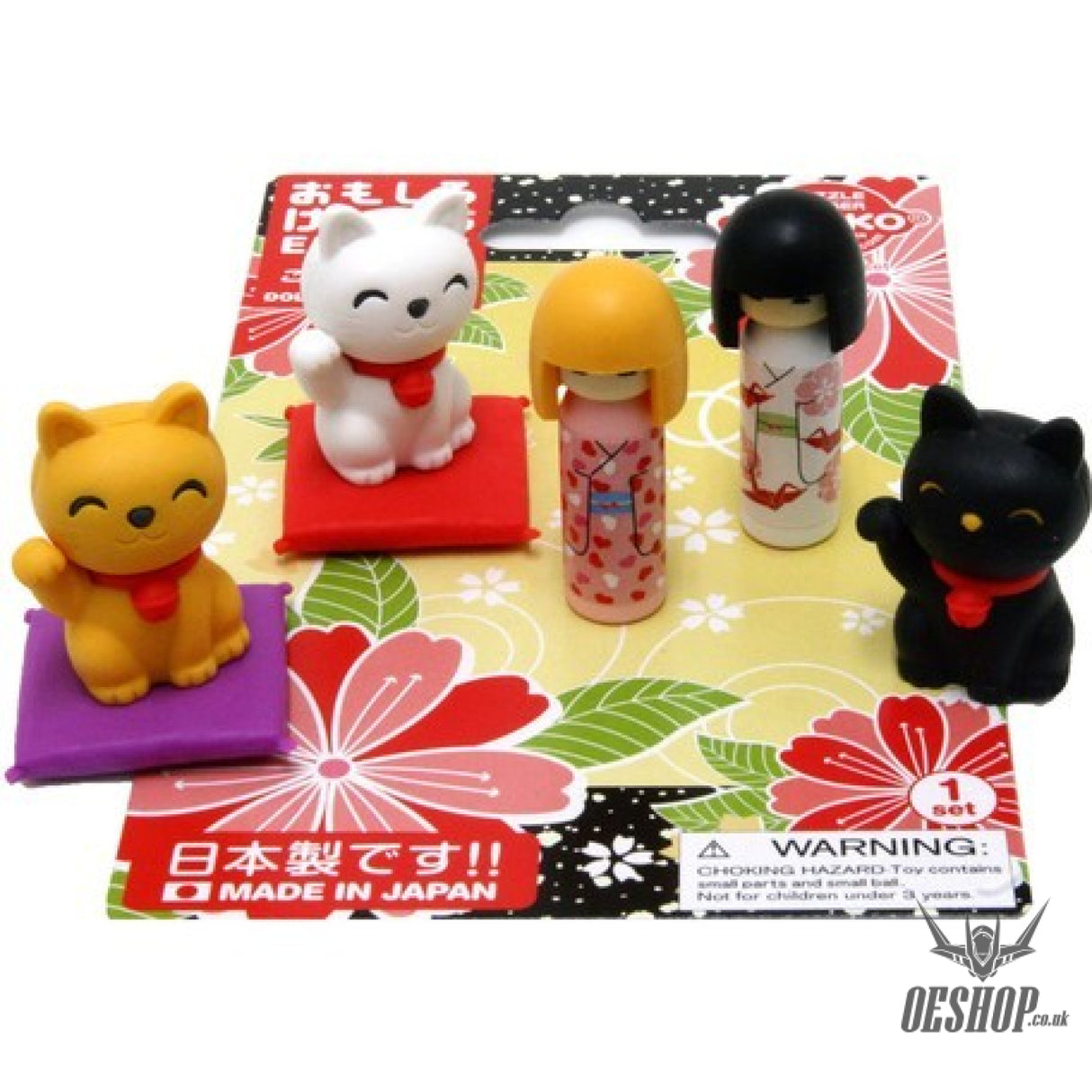 IWAKO Erasers  Kokeshi Beckoning cat Blister Pack Eraser Iwako 4.49 OEShop