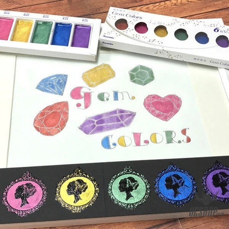 Kuretake Gansai Tambi Gem Colors 6 Metallic-toned Paints Set MC20GC/6V Kuretake 13.98 OEShop