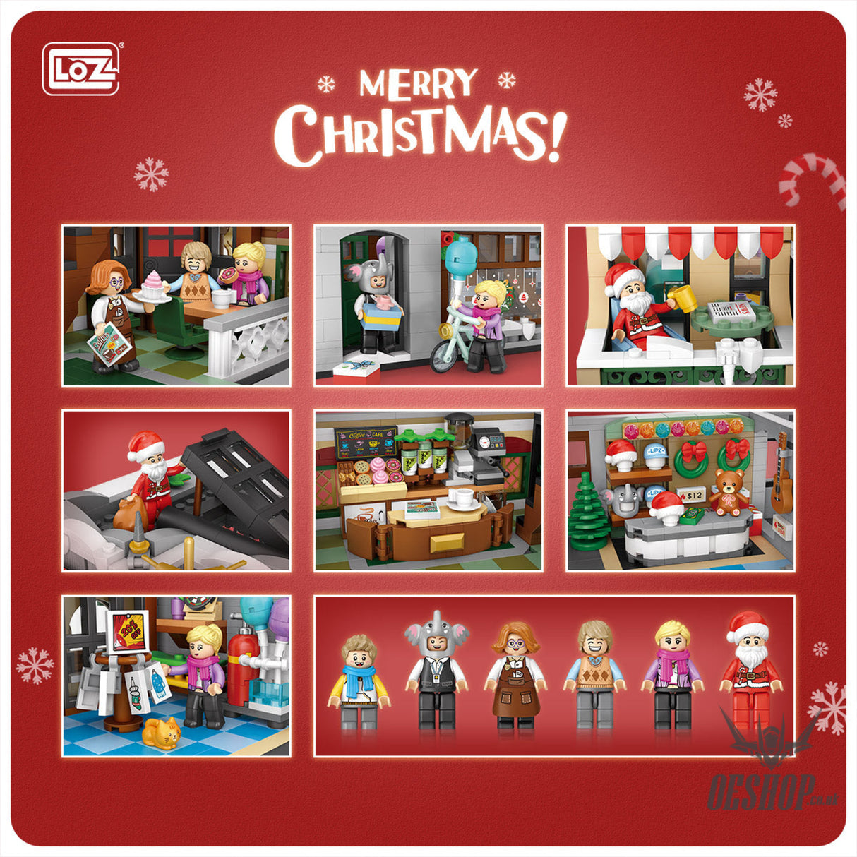 LOZ Mini Block 1054 Christmas Coffee shop - 2506 Pcs Model Bricks Building Blocks Building Blocks