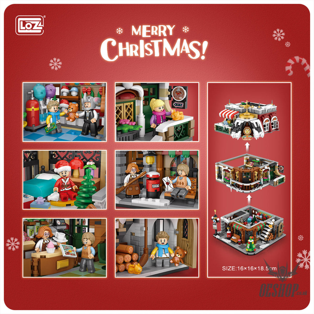 LOZ Mini Block 1054 Christmas Coffee shop - 2506 Pcs Model Bricks Building Blocks Building Blocks