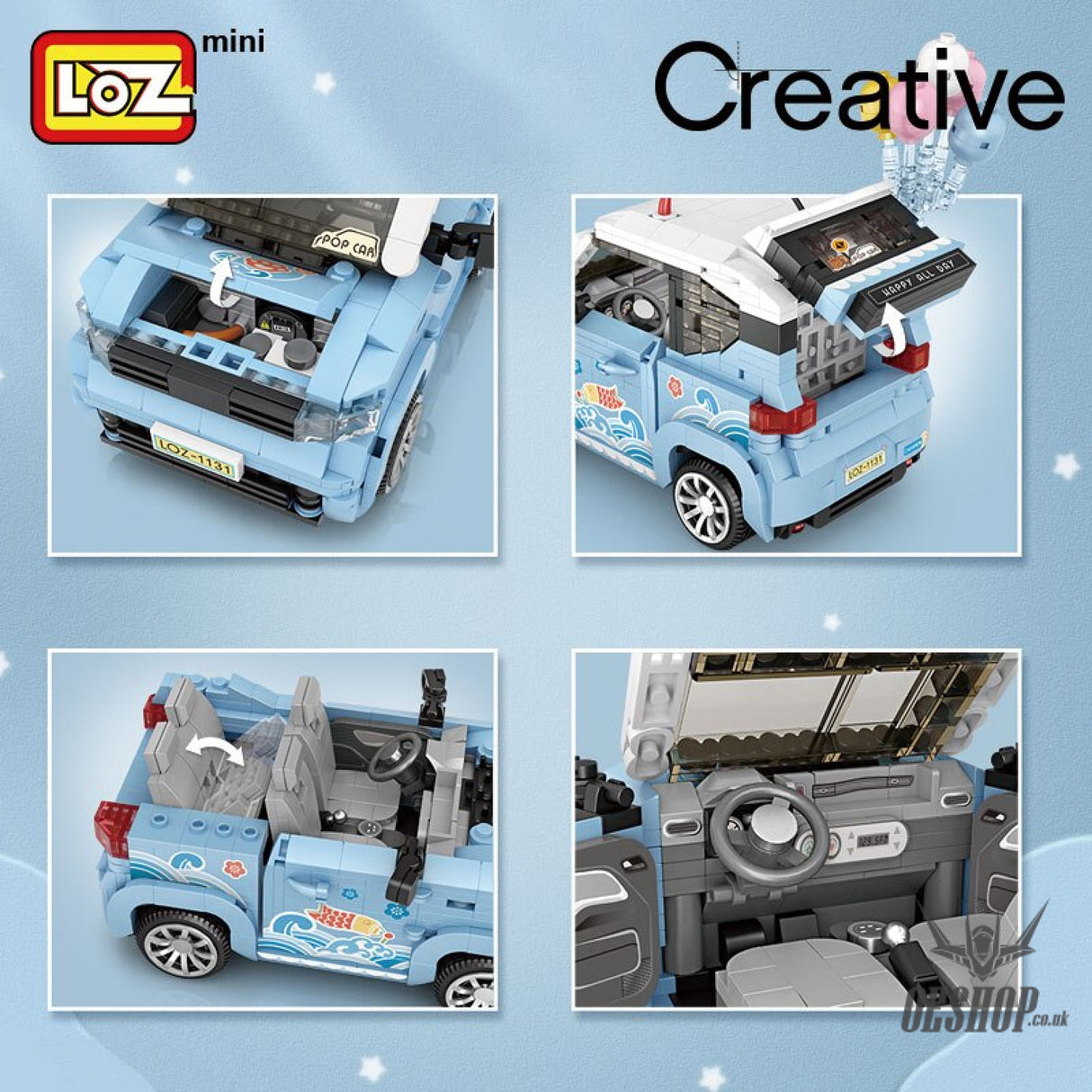 LOZ Mini Block 1131 MINI car 1/20 Scale - 875 Pcs Model Bricks Building Blocks Building Blocks