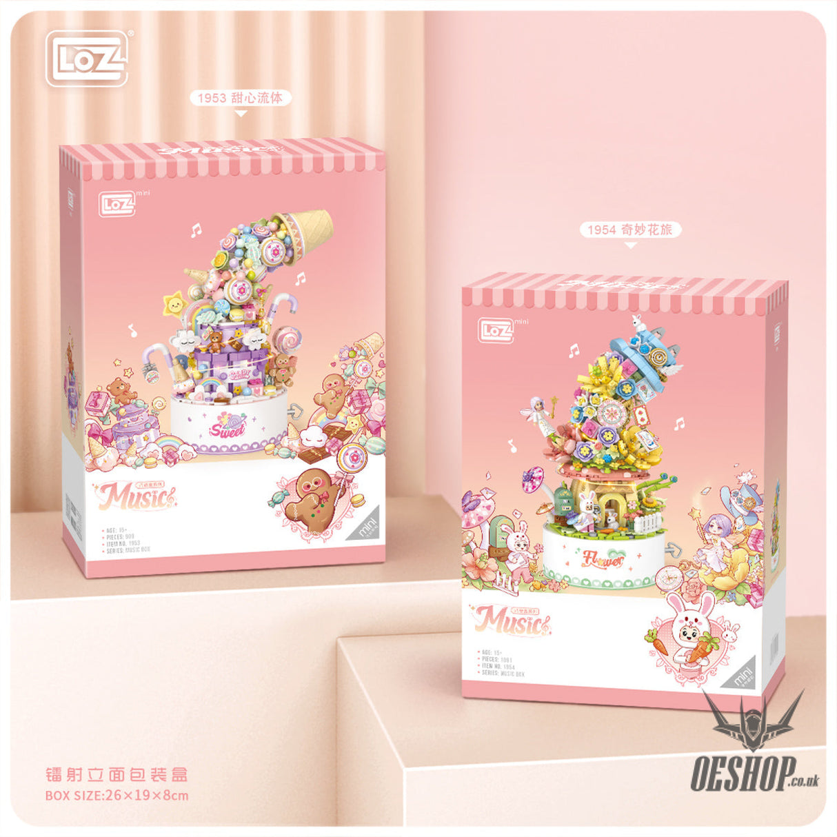 LOZ Mini Block 1954 Flower music box(with button cell) - 1,091 Pcs Model Bricks Building Blocks Building Blocks