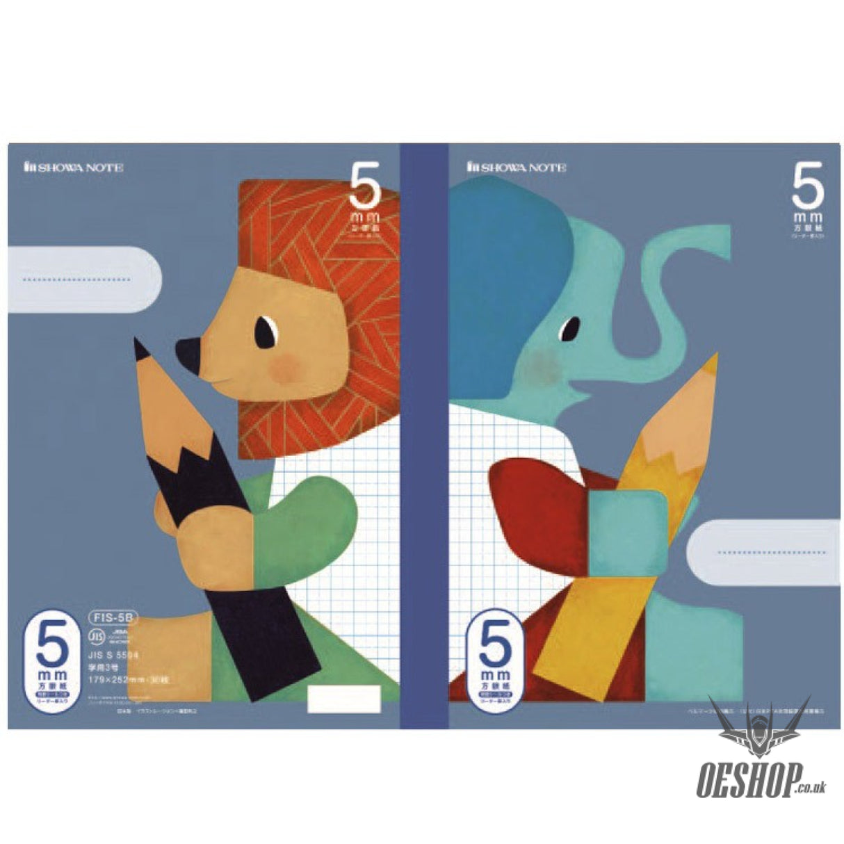 Showa Note 5mm Square Grid Notebook Elephant & Lion OEShop 2.99 OEShop