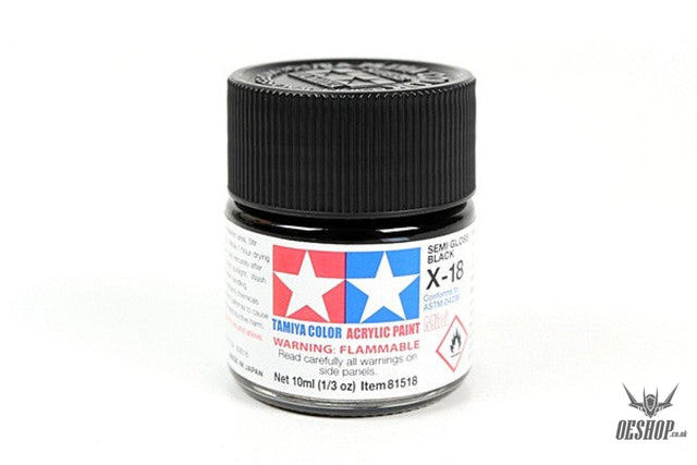 TAMIYA 81518 ACRYLIC MINI X-18 SEMI GLOSS BLACK 10ml Tamiya 1.85 OEShop