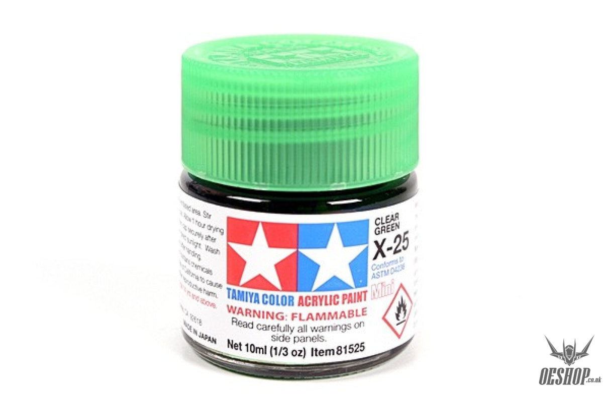 TAMIYA 81525 ACRYLIC MINI X-25 CLEAR GREEN 10ml Tamiya 1.85 OEShop