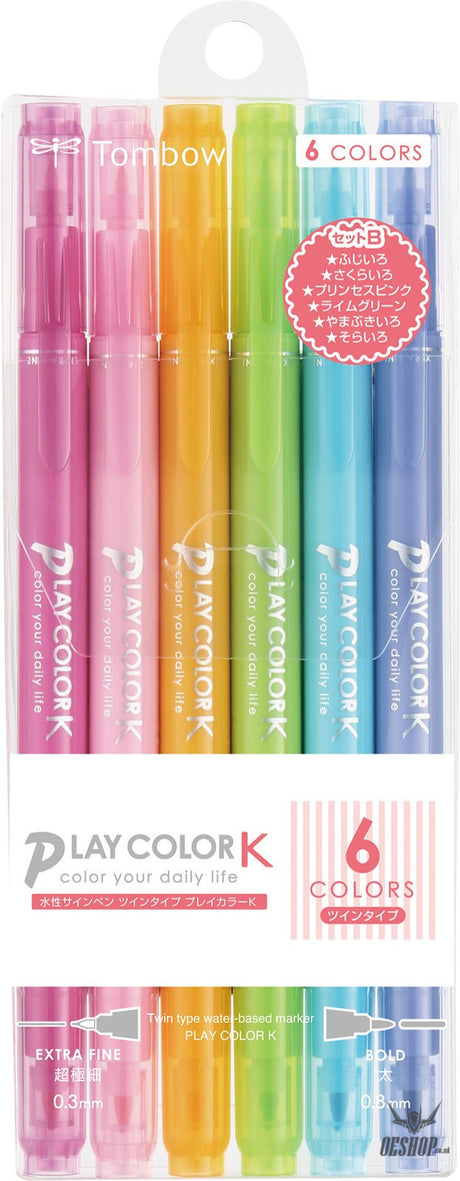 Tombow Play ColorK 6 Color GCF-611B Twin type 0.8mm 0.3mm Tombow 6.99 OEShop