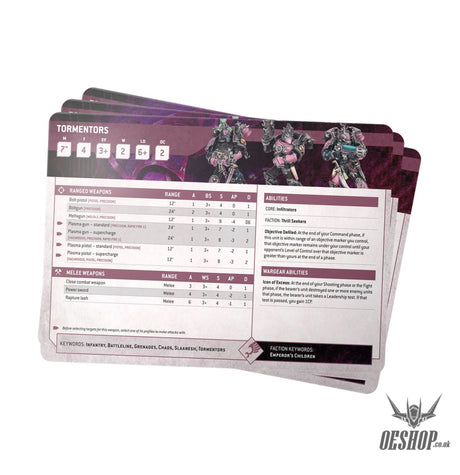 Warhammer 40,000 Datasheet Cards: Emperor’s Children 37-03 Tabletop Wargame
