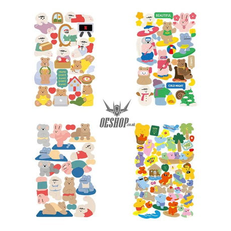 Yzyuezhen Cute Animal Stickers (4 pieces) Cozy Home (4 pieces) Sticker
