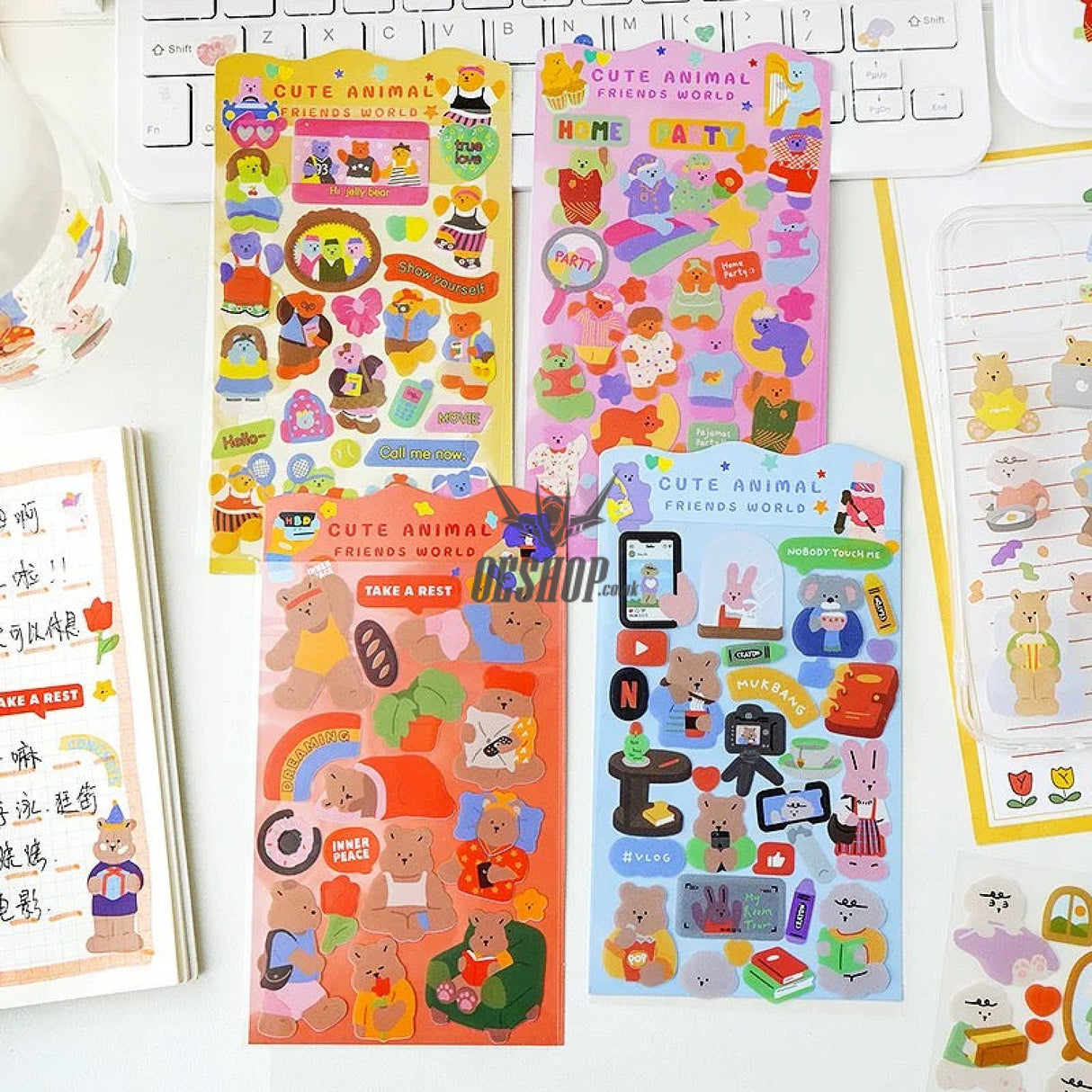 Yzyuezhen Cute Animal Stickers (4 pieces) Sticker