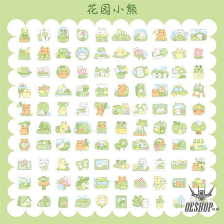 Yzyuezhen Cute Bear & Bunny Stickers (200 pieces) Garden Bear (200 pieces) Sticker