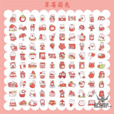 Yzyuezhen Cute Bear & Bunny Stickers (200 pieces) Strawberry Bunny (200 pieces) Sticker