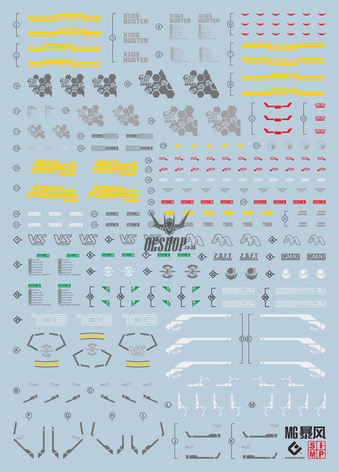 Evo - E-Mg159 (Uv) Mg Buster Gundam Gat-X103 Evolution Studio Decals
