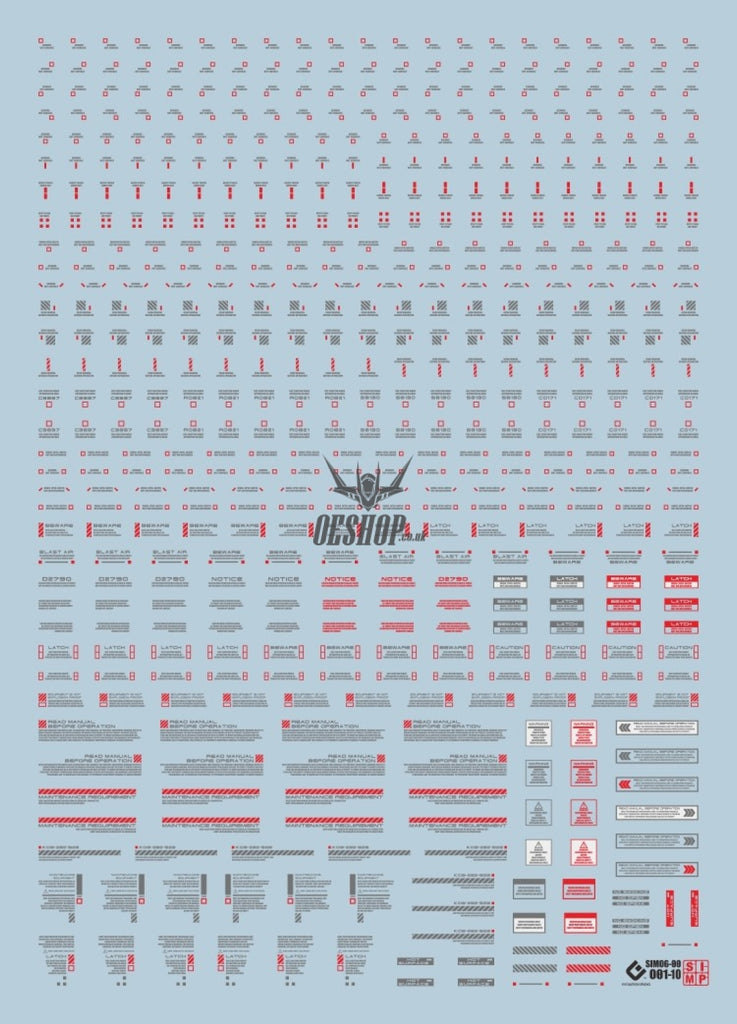 Evo 1/100 General Uv Fluorescent Rb01 Evolution Studio Decals Rb01-10 Red/dark Gray