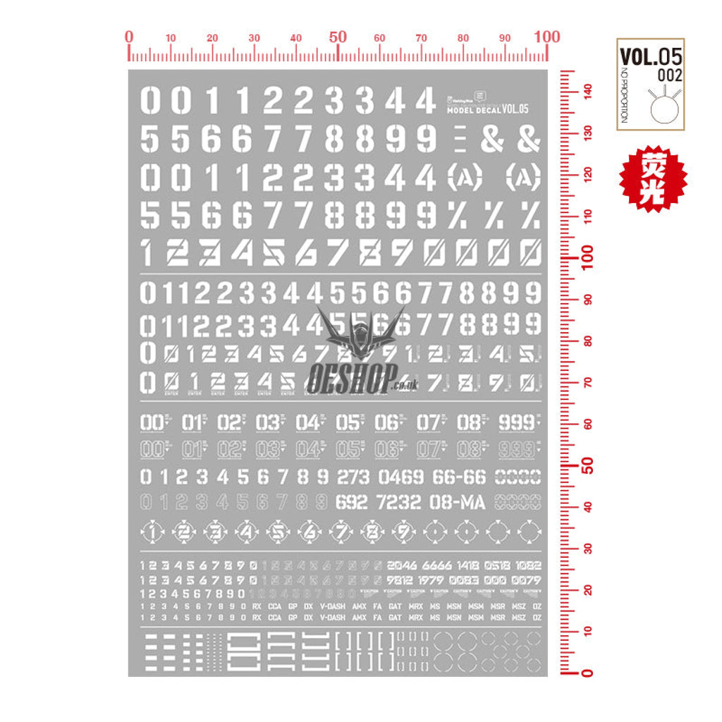 Hobbymio Vol.05 Model Decals Number Numeric Character With Uv Options Vol.05/002 (Write)