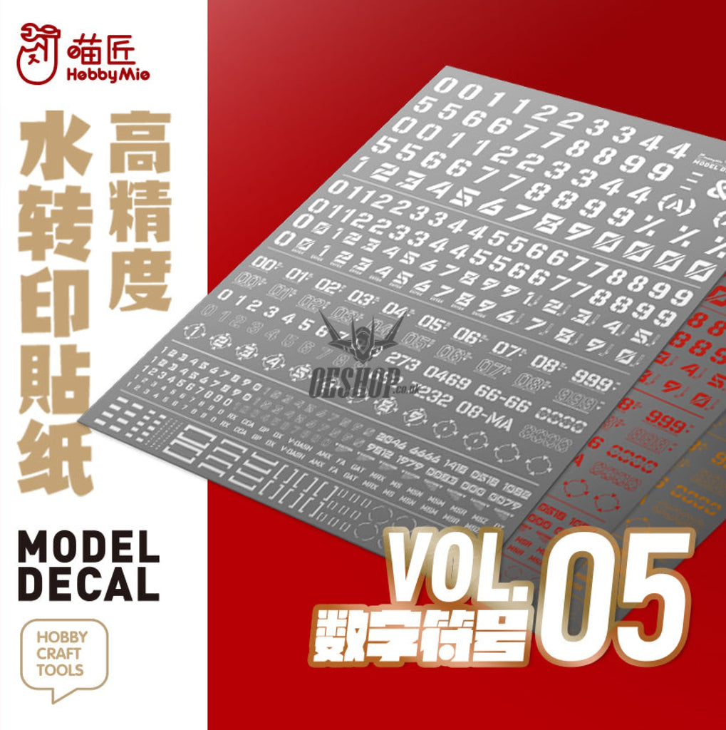 Hobbymio Vol.05 Model Decals Number Numeric Character With Uv Options