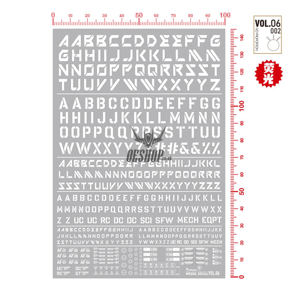 Hobbymio Vol.06 Model Decals English Characters With Uv Options Vol.06/002