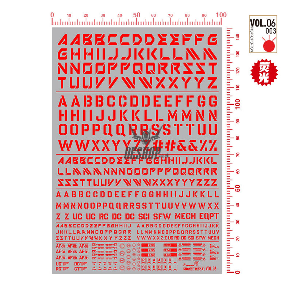 Hobbymio Vol.06 Model Decals English Characters With Uv Options Vol.06/003